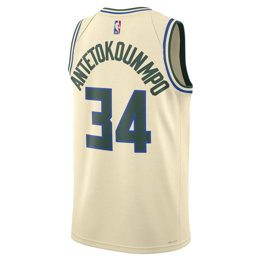 Giannis Antetokounmpo Milwaukee Bucks 2025/26 City Edition Swingman Basketball Jersey - Cream - Unisex