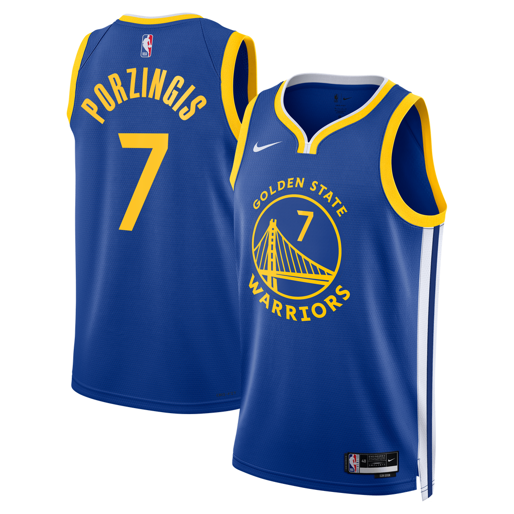 Kristaps Porziņģis Golden State Warriors Icon Edition Swingman Basketball Jersey - Royal - Unisex