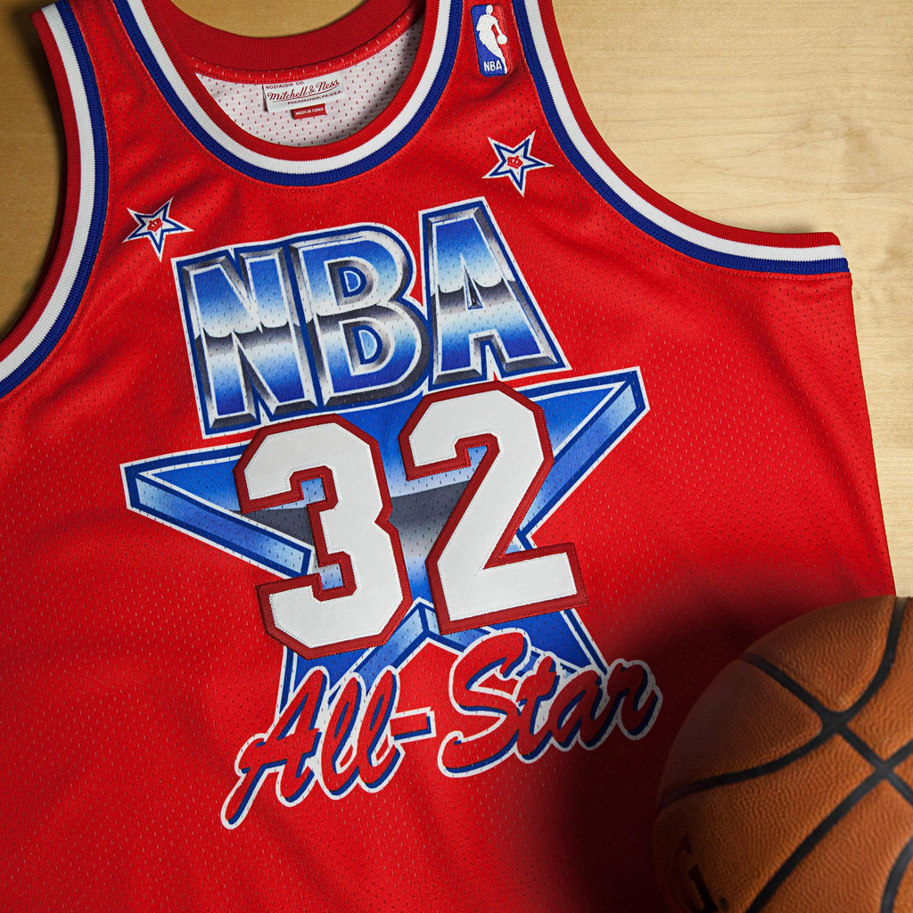 Magic Johnson Los Angeles Lakers 1991 All - Star West Authentic Basketball Jersey - Scarlett - Mens