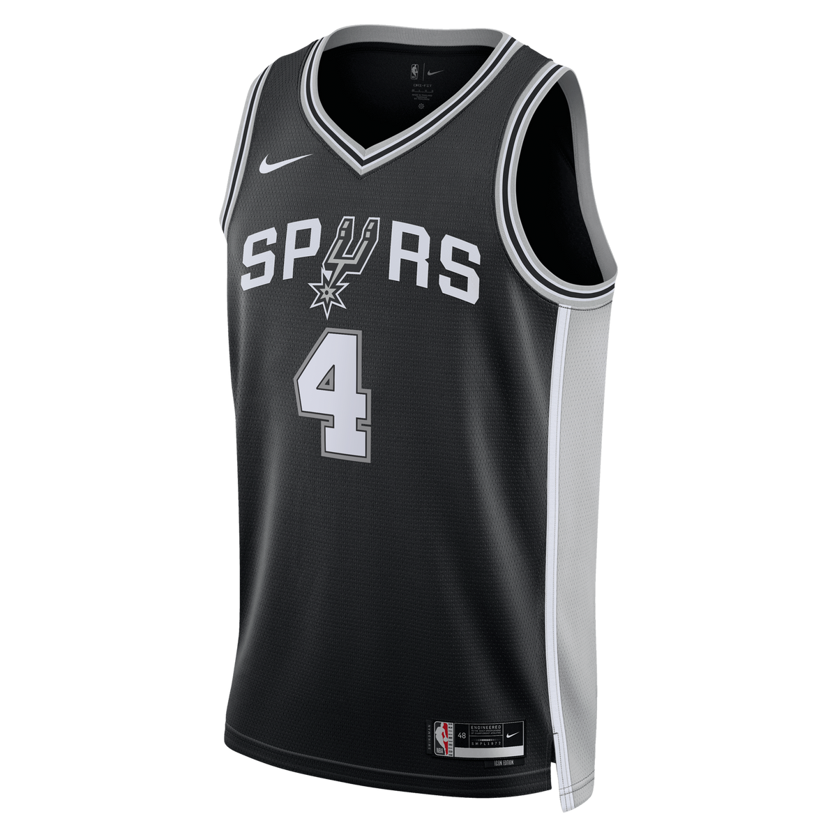 De'Aaron Fox San Antonio Spurs Icon Edition Swingman Basketball Jersey - Black - Unisex