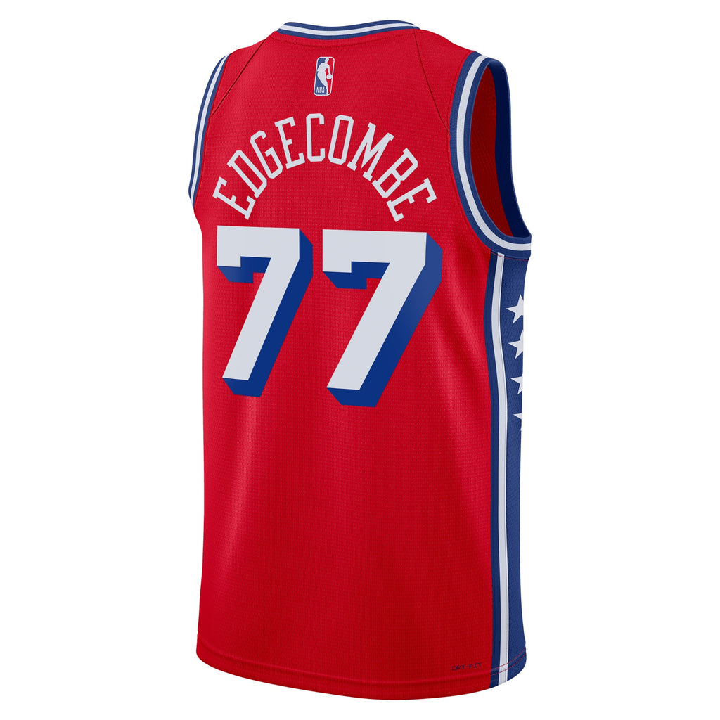 VJ Edgecombe Philadelphia 76ers Statement Edition Swingman Basketball Jersey - Red - Unisex