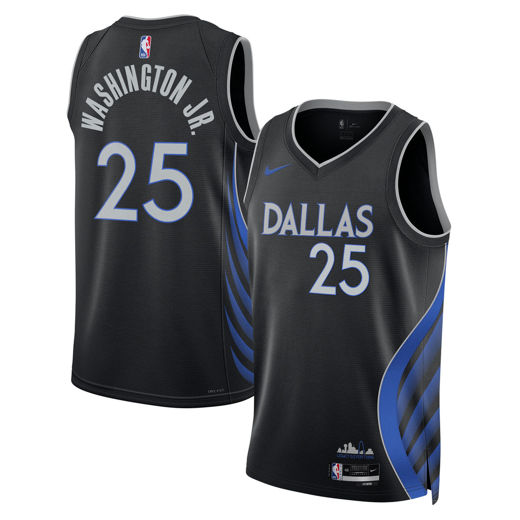 P.J. Washington Jr. Dallas Mavericks 2025/26 City Edition Swingman Basketball Jersey - Black - Unisex