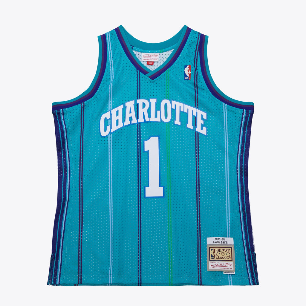 Baron Davis Charlotte Hornets 1999 Authentic Swingman Road Basketball Jersey - Teal