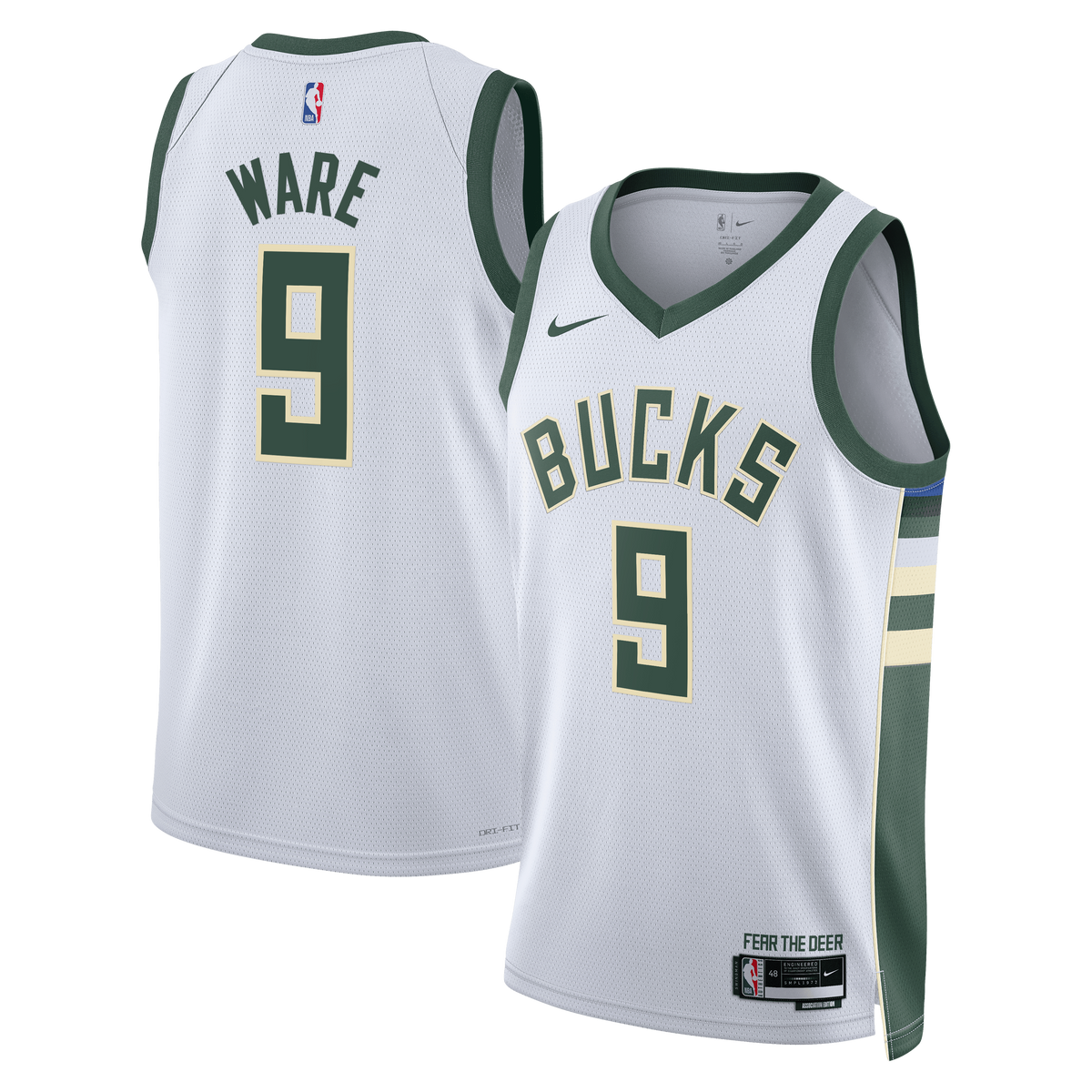 Kel'el Ware Milwaukee Bucks Association Edition Swingman Basketball Jersey - White - Unisex