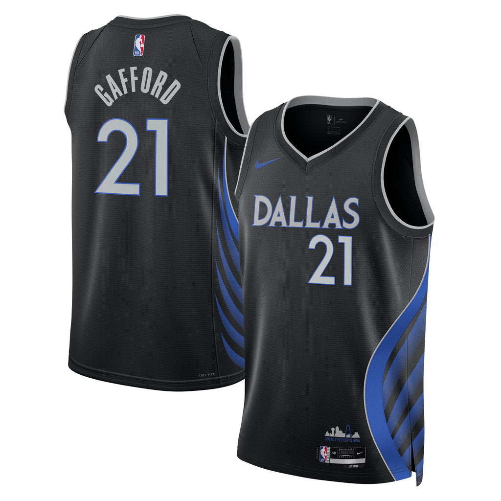 Daniel Gafford Dallas Mavericks 2025/26 City Edition Swingman Basketball Jersey - Black - Unisex