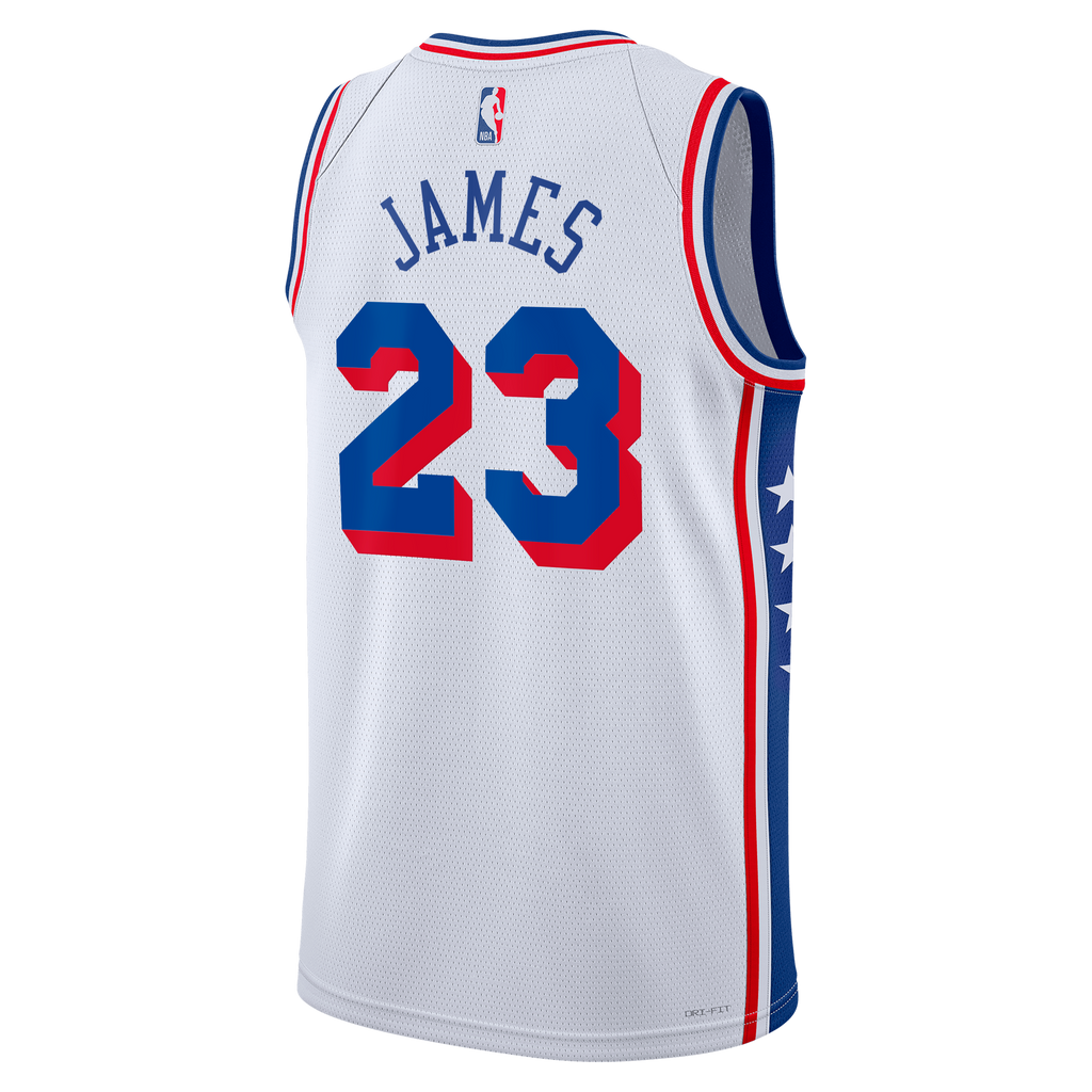 LeBron James Philadelphia 76ers Association Edition Swingman Basketball Jersey - White - Unisex
