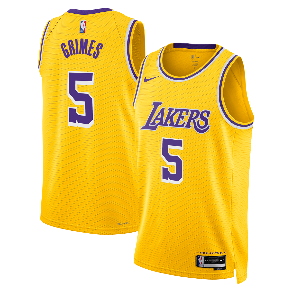 Quentin Grimes Los Angeles Lakers Icon Edition Swingman Basketball Jersey - Gold - Unisex