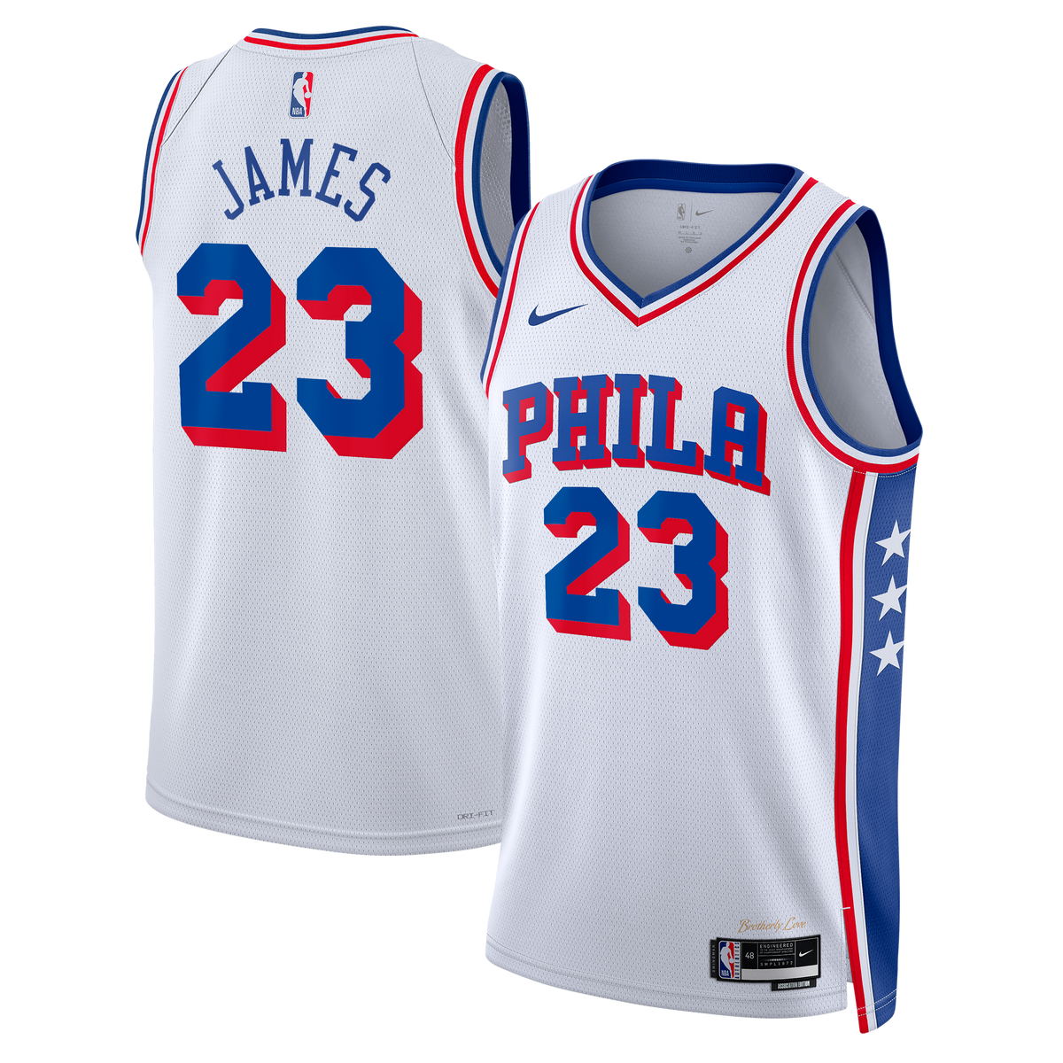 LeBron James Philadelphia 76ers Association Edition Swingman Basketball Jersey - White - Unisex