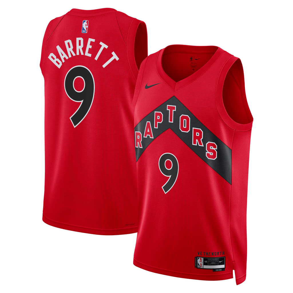 RJ Barrett Toronto Raptors Icon Edition Swingman Basketball Jersey - Red - Unisex
