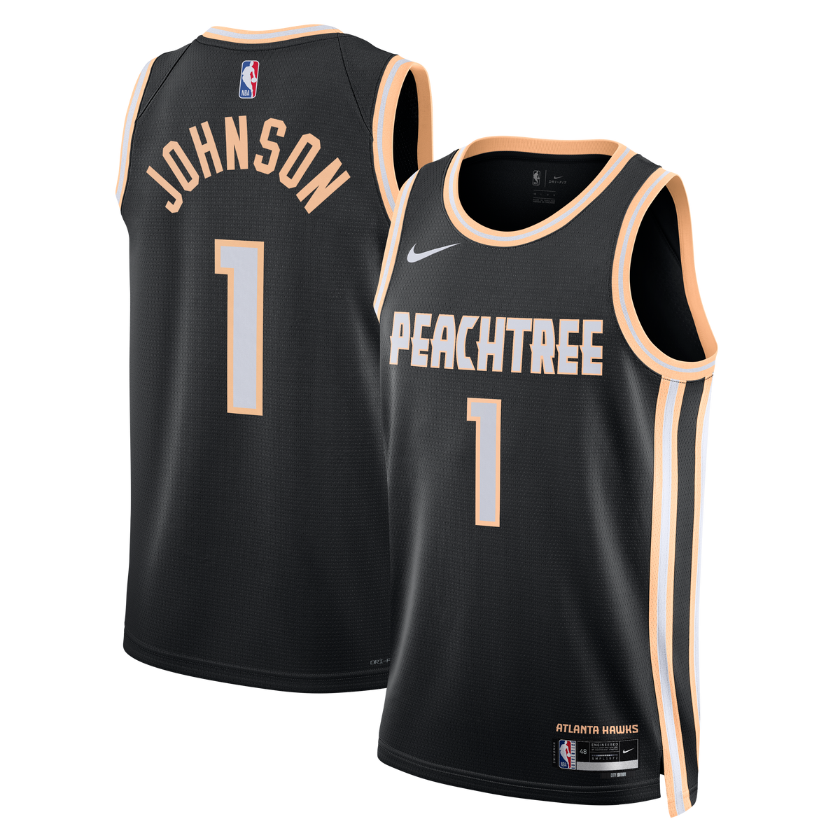 Jalen Johnson Atlanta Hawks 2025/26 City Edition Swingman Basketball Jersey - Black - Unisex