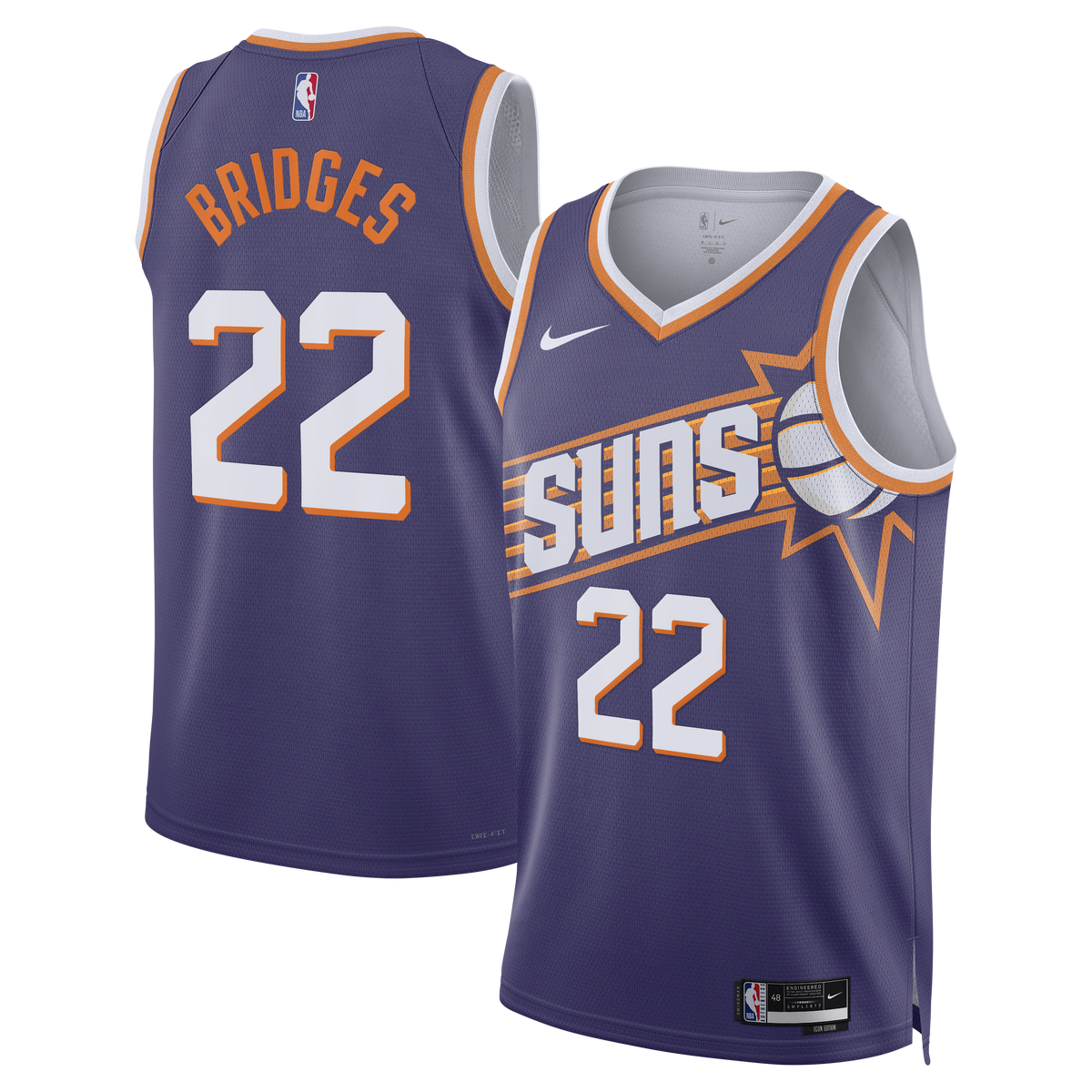 Miles Bridges Phoenix Suns Icon Edition Swingman Basketball Jersey - Purple - Unisex
