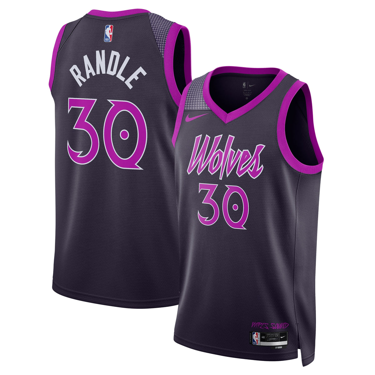 Julius Randle Minnesota Timberwolves 2025/26 City Edition Swingman Basketball Jersey - Black - Unisex