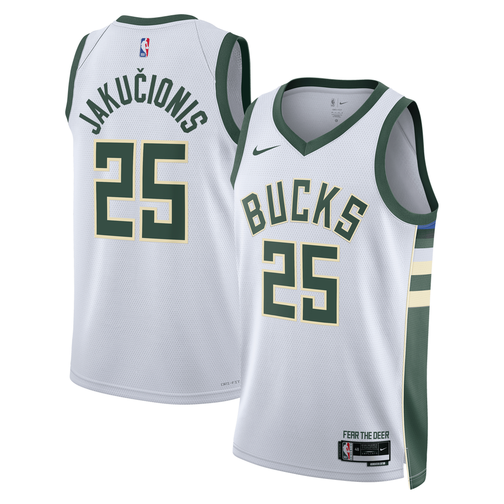 Kasparas Jakučionis Milwaukee Bucks Association Edition Swingman Basketball Jersey - White - Unisex