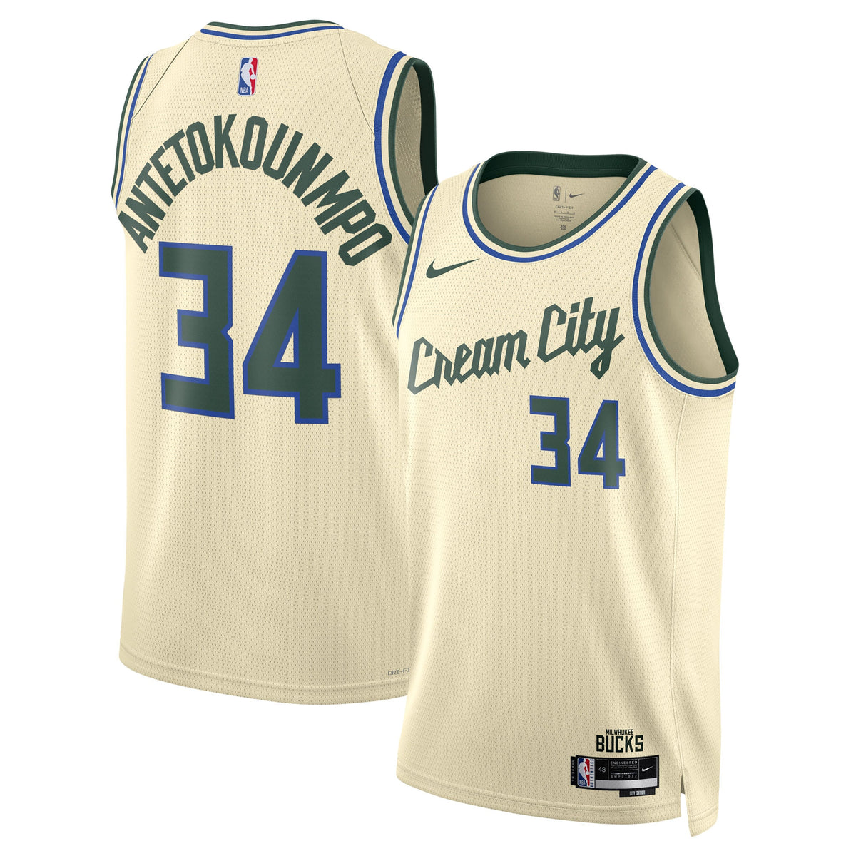 Giannis Antetokounmpo Milwaukee Bucks 2025/26 City Edition Swingman Basketball Jersey - Cream - Unisex