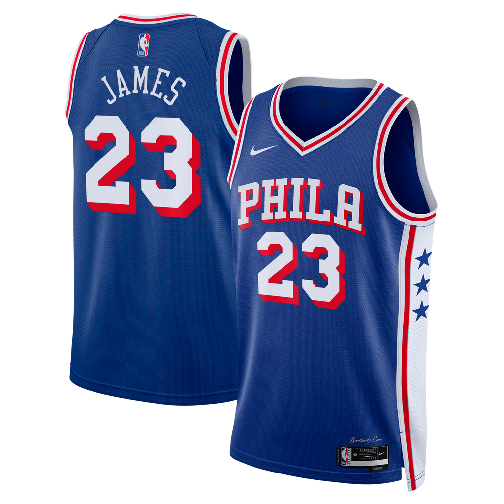 LeBron James Philadelphia 76ers Icon Edition Swingman Basketball Jersey - Royal - Unisex