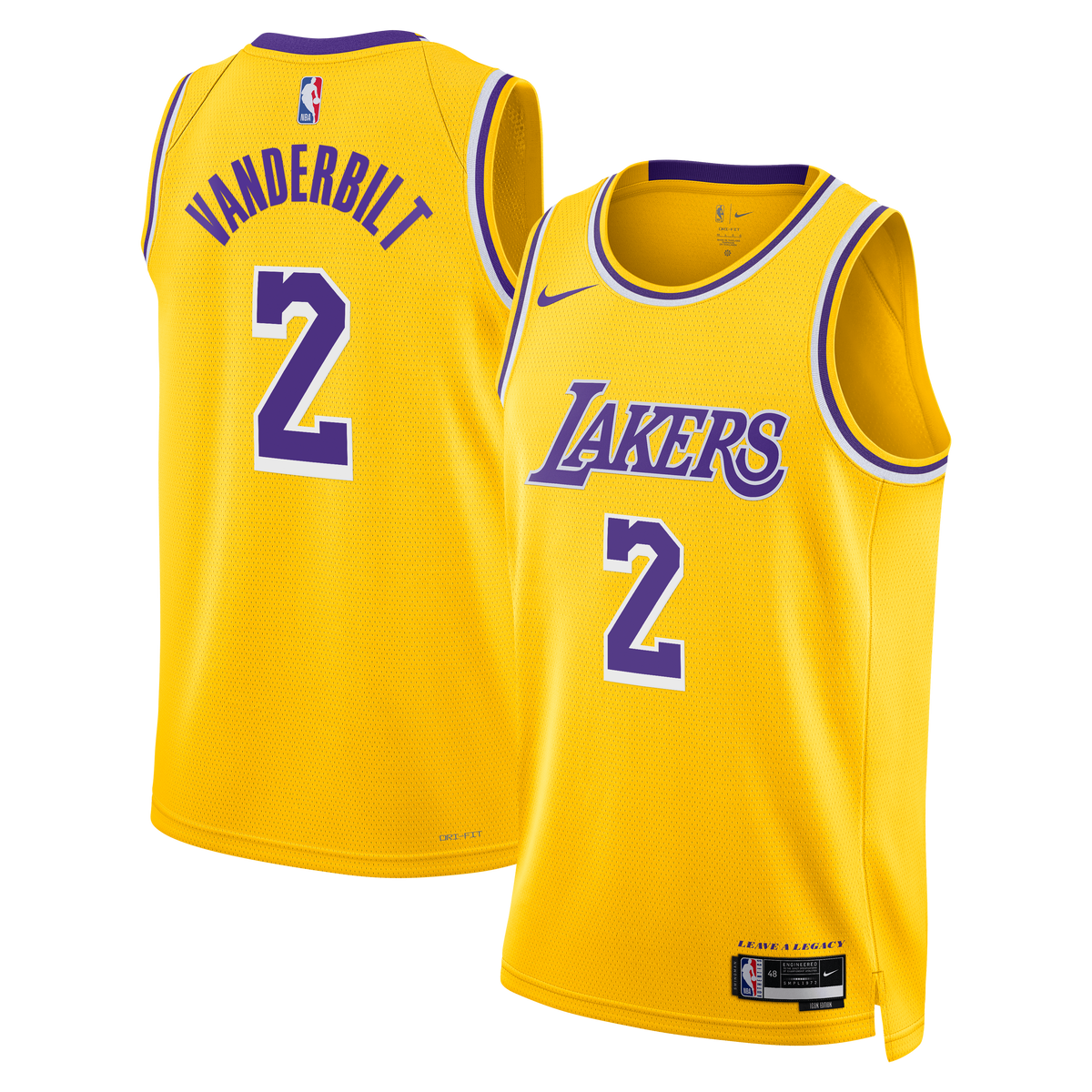 Jarred Vanderbilt Los Angeles Lakers Icon Edition Swingman Basketball Jersey - Gold - Unisex