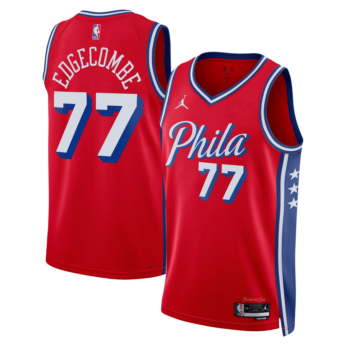 VJ Edgecombe Philadelphia 76ers Statement Edition Swingman Basketball Jersey - Red - Unisex