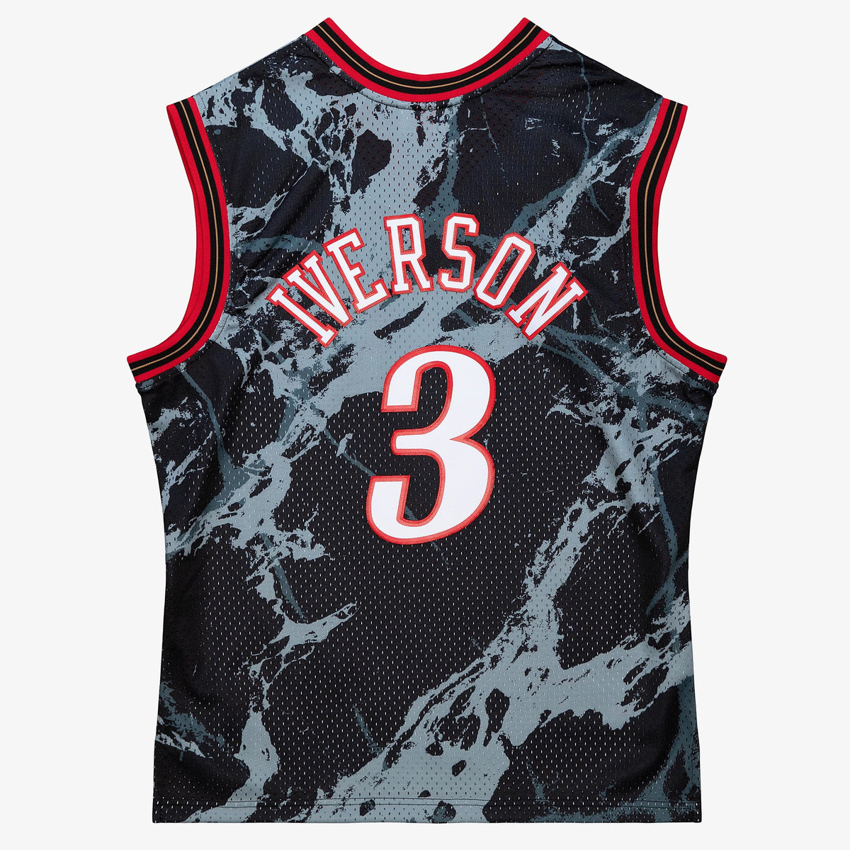 Allen Iverson Philadelphia 76ers 2000 Team Marble Swingman Basketball Jersey - Black