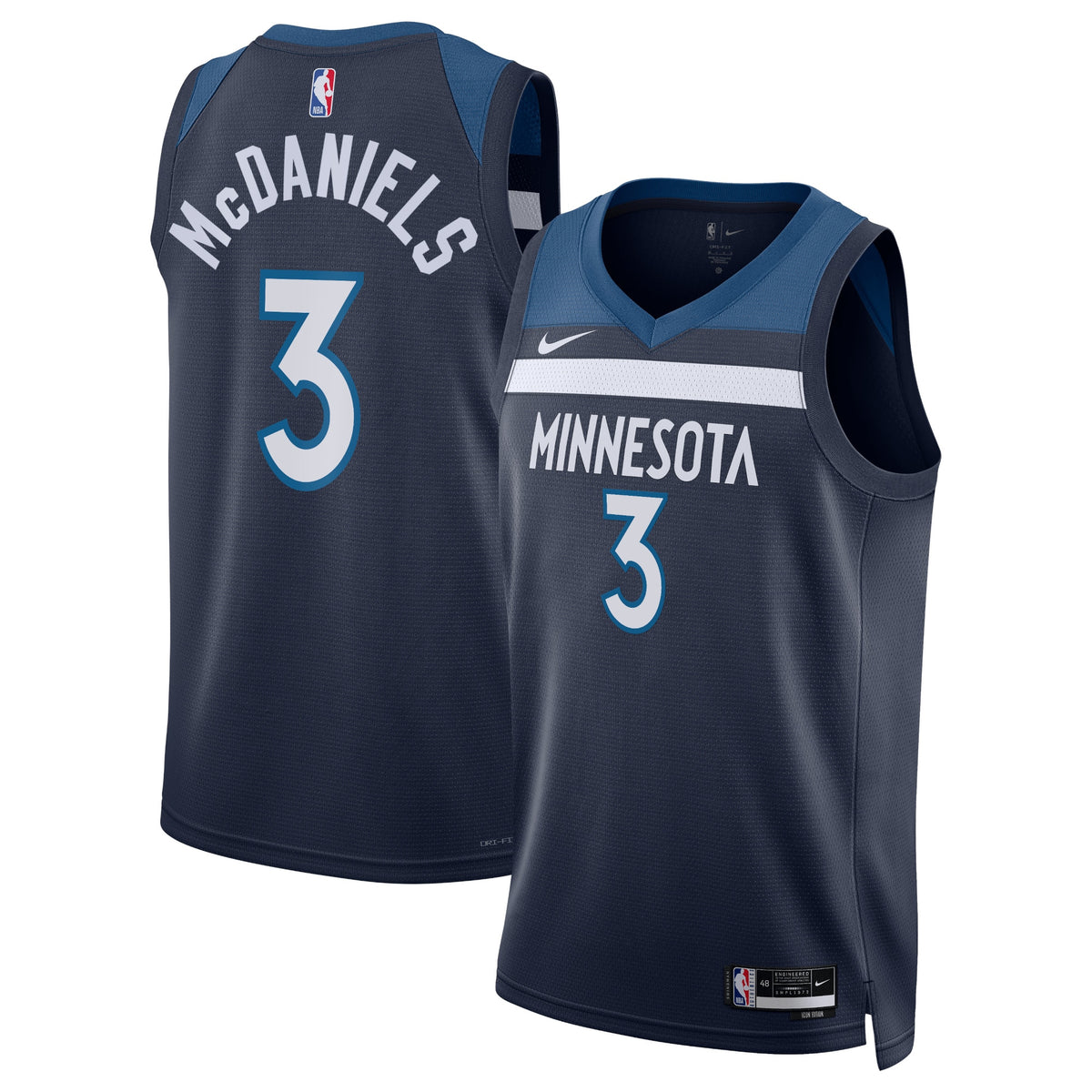 Jaden McDaniels Minnesota Timberwolves Icon Edition Swingman Basketball Jersey - Navy - Unisex