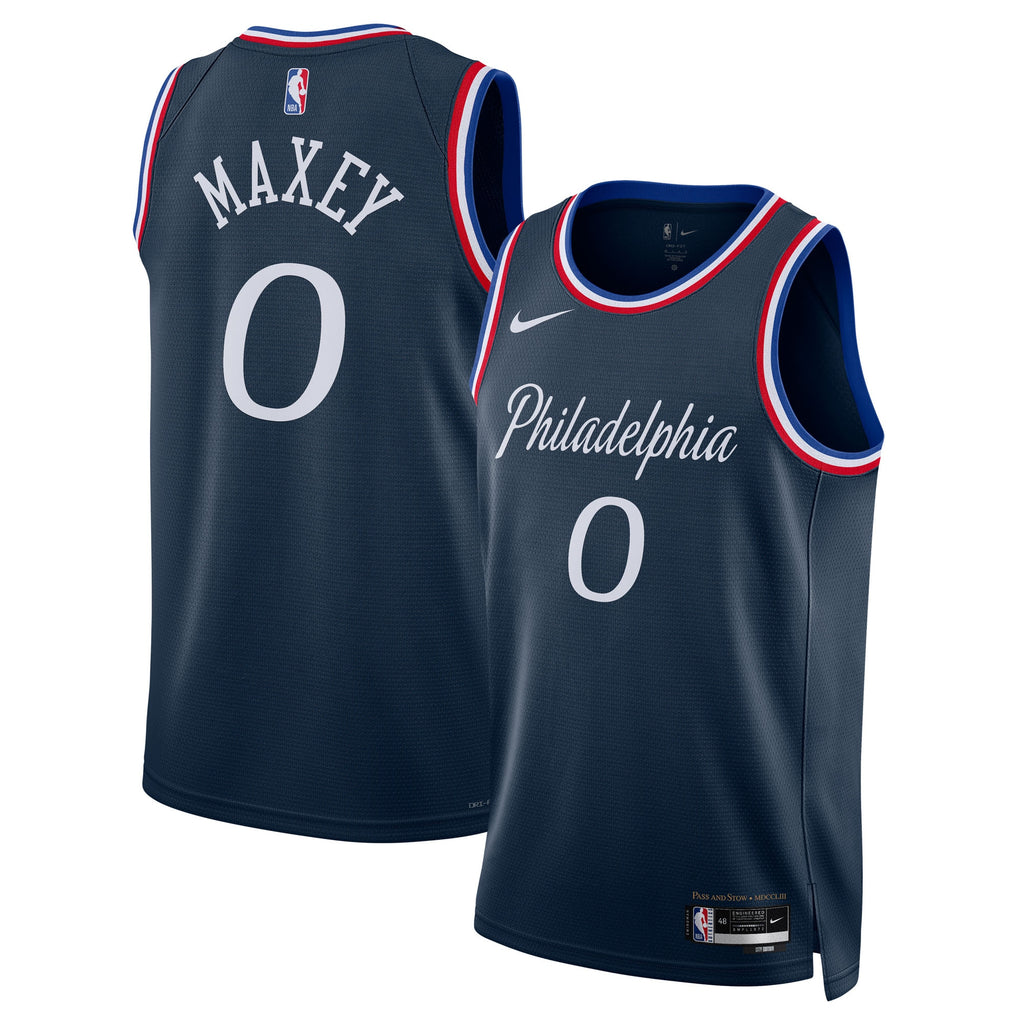 Tyrese Maxey Philadelphia 76ers 2025/26 City Edition Swingman Basketball Jersey - Navy - Unisex