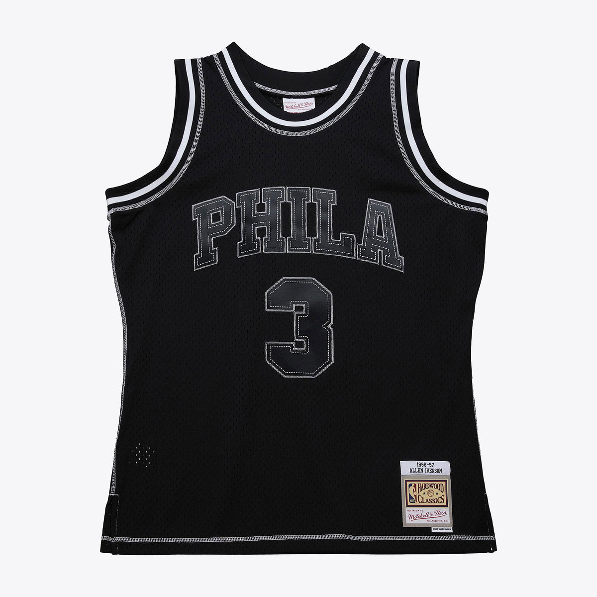 Allen Iverson Philadelphia 76ers 1996 Contrast 2K Swingman Basketball Jersey - Black