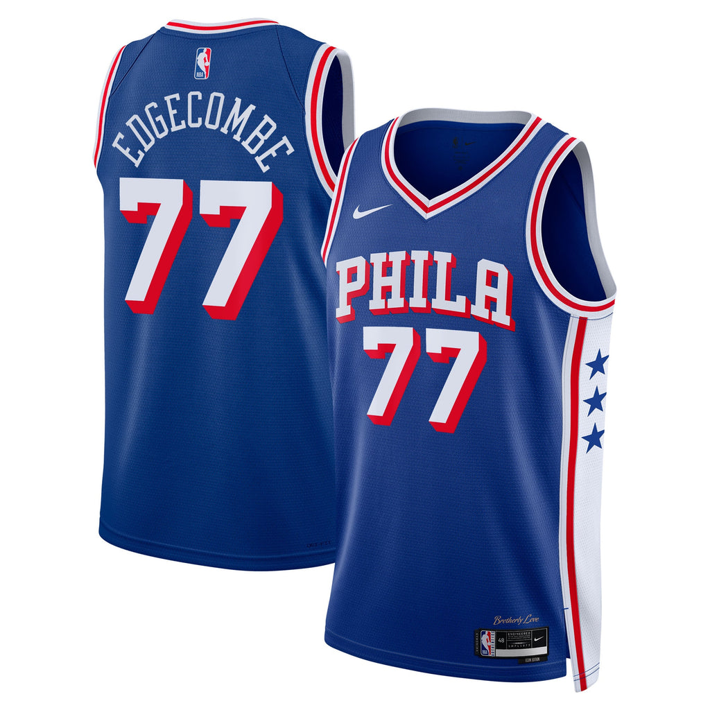 VJ Edgecombe Philadelphia 76ers Icon Edition Swingman Basketball Jersey - Royal - Unisex