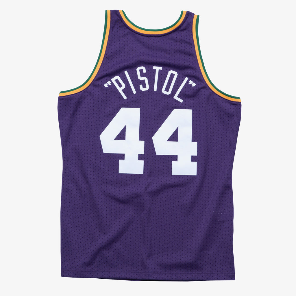 Pete Maravich New Orleans Jazz 1974 Authentic Swingman Road Basketball Jersey - Purple