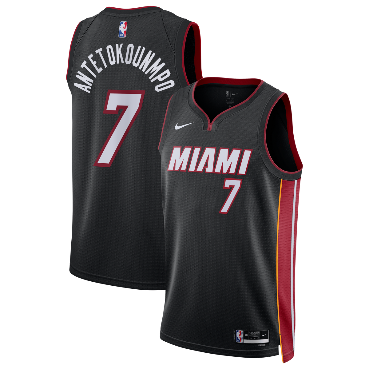 Giannis Antetokounmpo Miami Heat Icon Edition Swingman Basketball Jersey - Black - Unisex