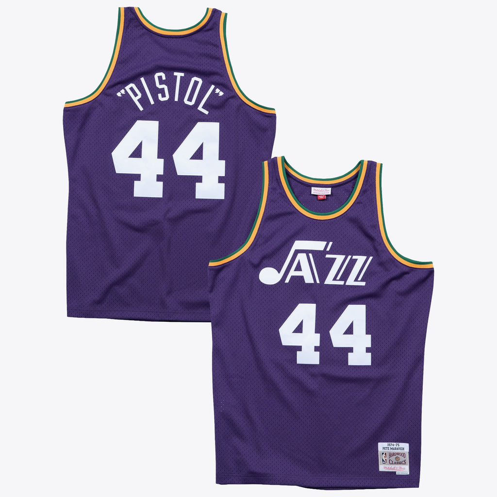 Pete Maravich New Orleans Jazz 1974 Authentic Swingman Road Basketball Jersey - Purple