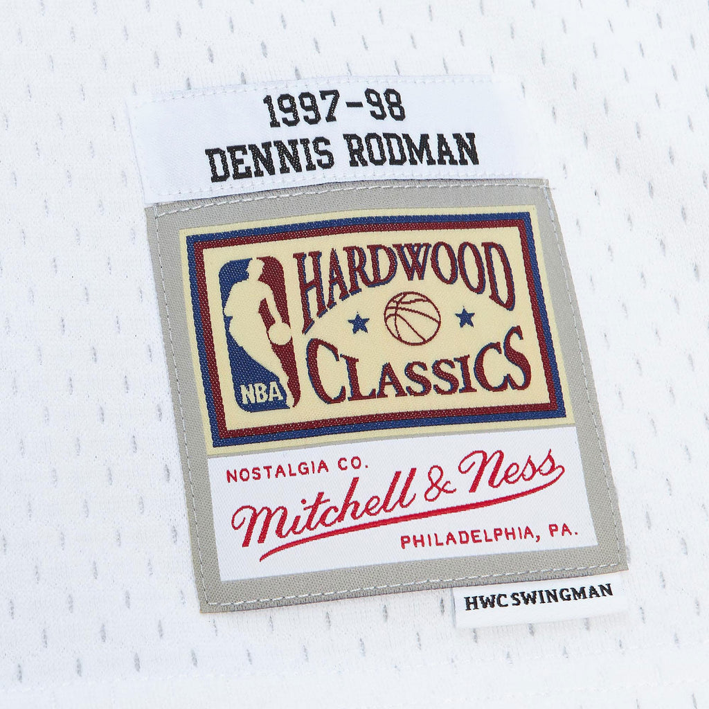 Dennis Rodman Chicago Bulls 1997 Cracked Cement Swingman Basketball Jersey - White
