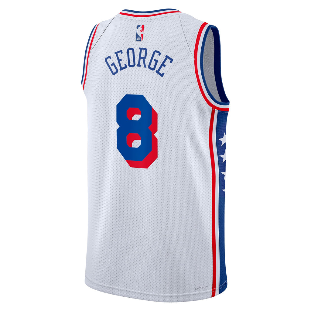 Paul George Philadelphia 76ers Association Edition Swingman Basketball Jersey - White - Unisex