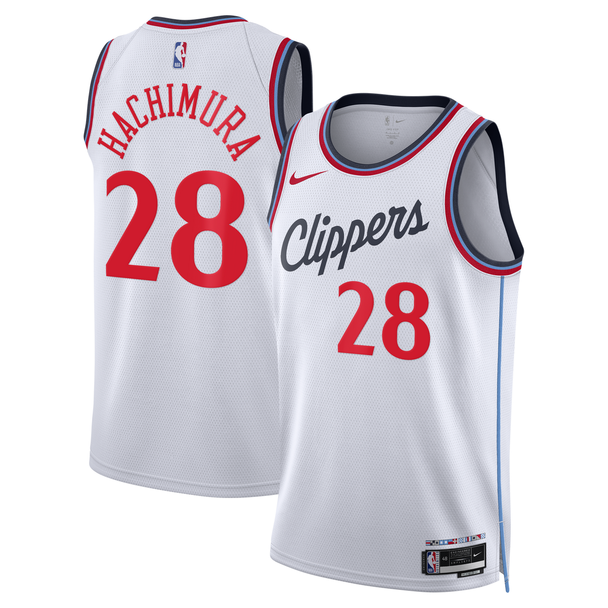 Rui Hachimura Los Angeles Clippers Association Edition Replica Swingman Basketball Jersey - White - Unisex