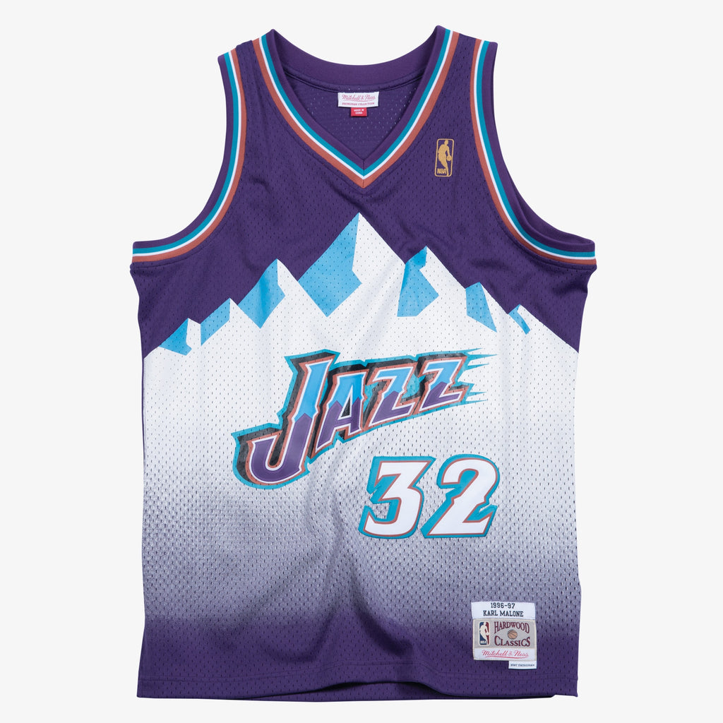 Karl Malone Utah Jazz 1996 Authentic Swingman Road Basketball Jersey - Purple