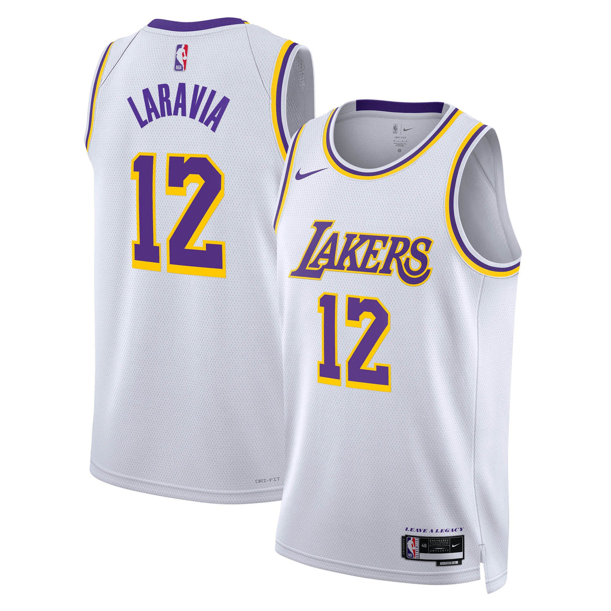 Jake LaRavia Los Angeles Lakers Association Edition Swingman Basketball Jersey - White - Unisex