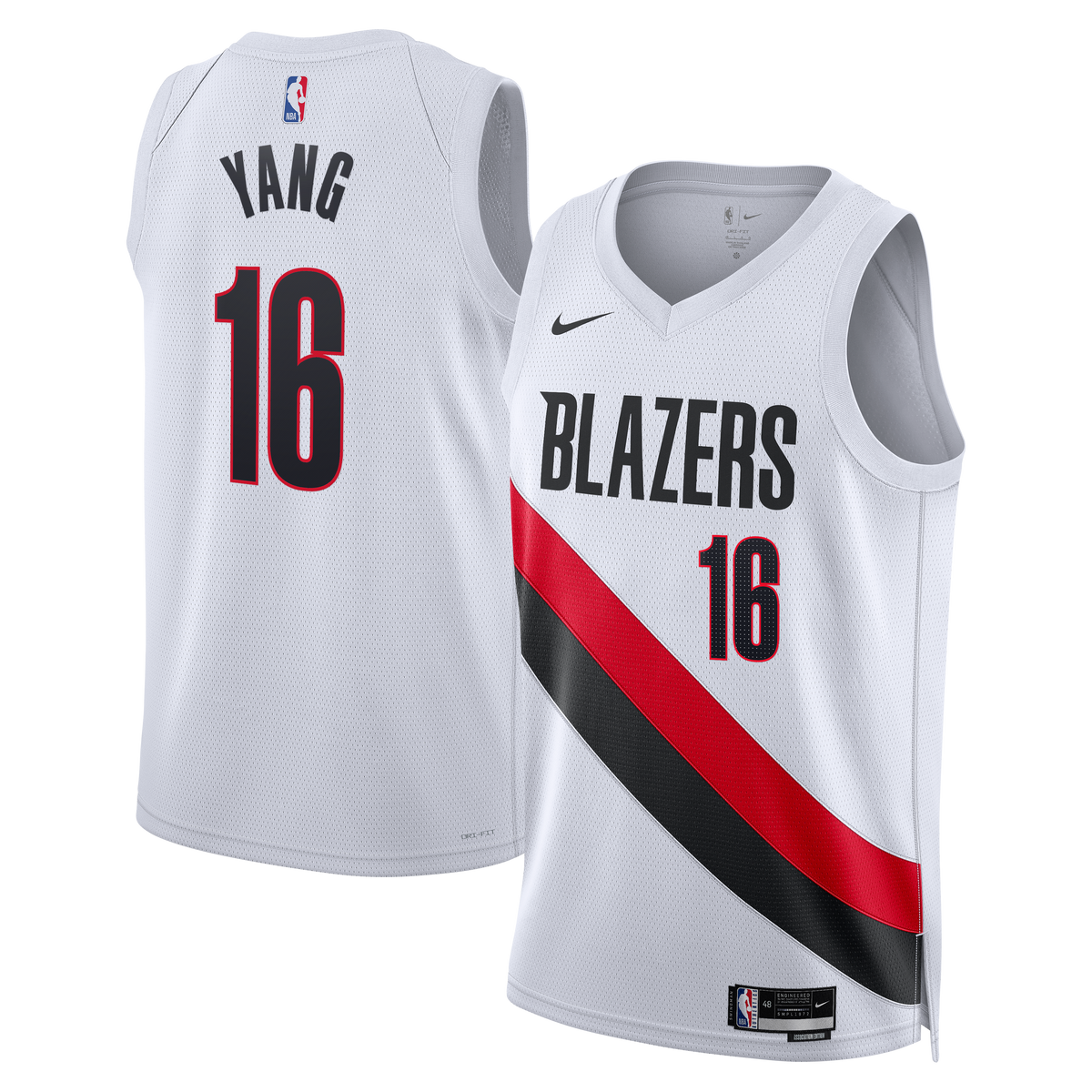 Yang Hansen Portland Trail Blazers Association Edition Replica Swingman Basketball Jersey - White - Unisex