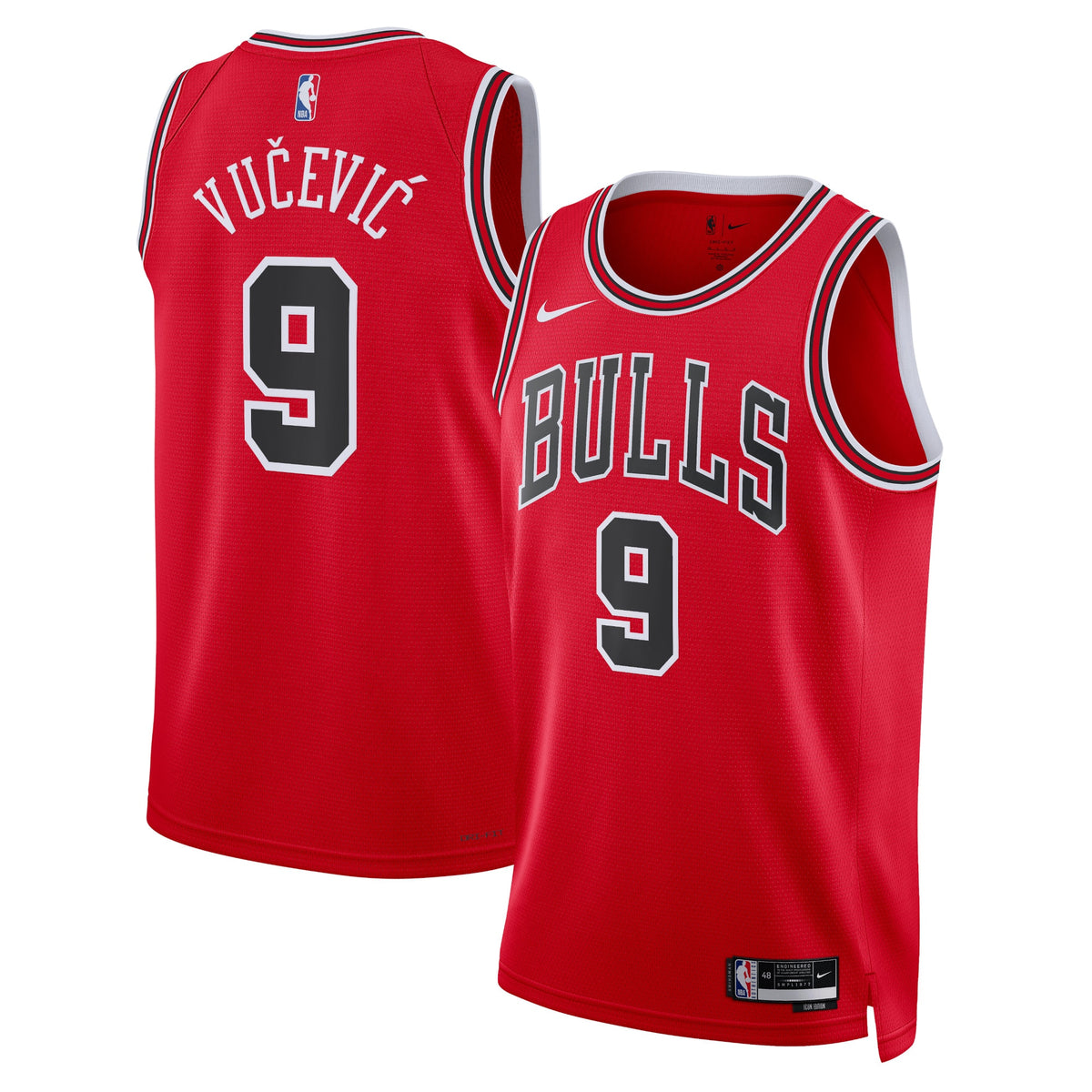 Nikola Vučević Chicago Bulls Icon Edition Swingman Basketball Jersey - Red - Unisex