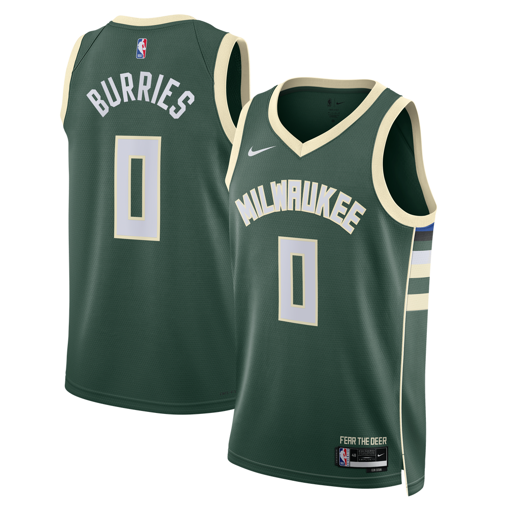 Brayden Burries Milwaukee Bucks Swingman Icon Basketball Jersey - Green - Unisex