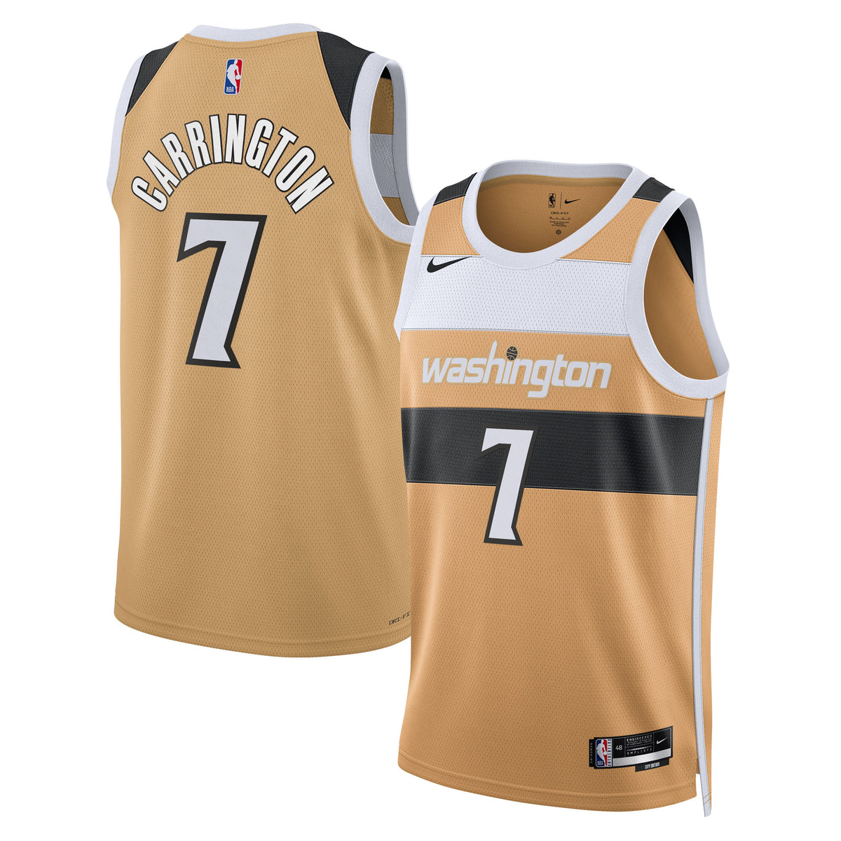 Carlton Carrington Washington Wizards 2025/26 City Edition Swingman Basketball Jersey - Tan - Unisex