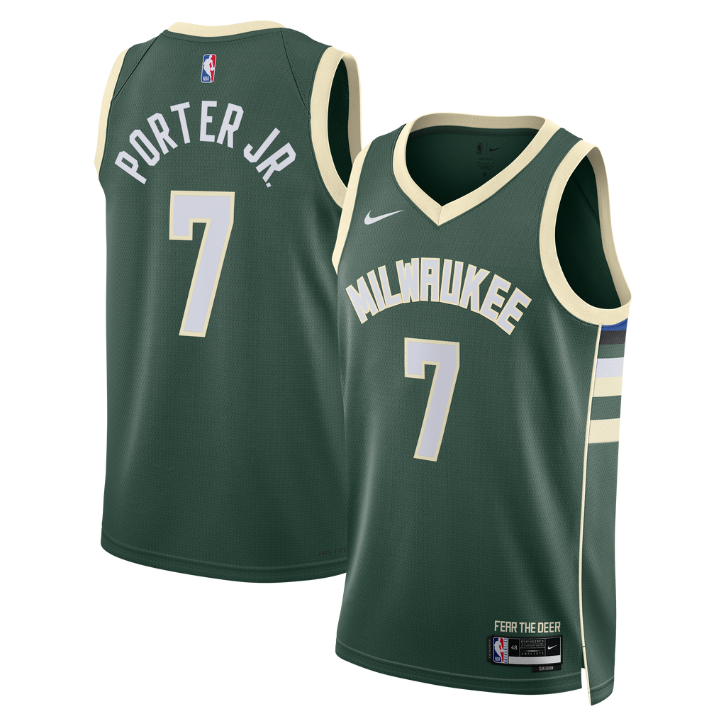 Kevin Porter Jr. Milwaukee Bucks Icon Edition Swingman Basketball Jersey - Hunter Green - Unisex