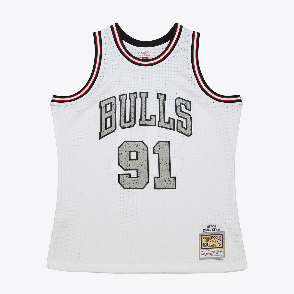 Dennis Rodman Chicago Bulls 1997 Cracked Cement Swingman Basketball Jersey - White