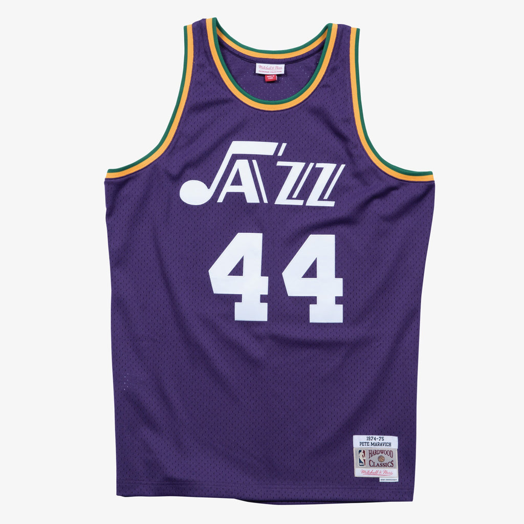 Pete Maravich New Orleans Jazz 1974 Authentic Swingman Road Basketball Jersey - Purple