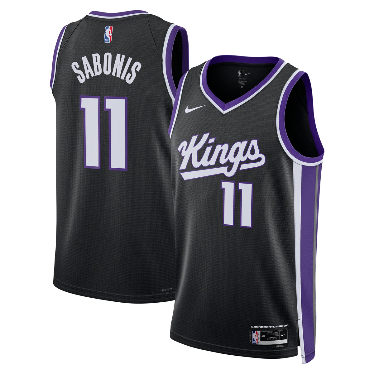Domantas Sabonis Sacramento Kings Icon Edition Swingman Basketball Jersey - Black - Unisex