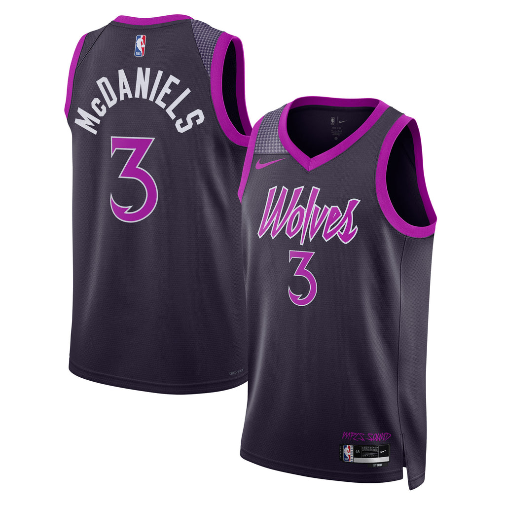Jaden McDaniels Minnesota Timberwolves 2025/26 City Edition Swingman Basketball Jersey - Black - Unisex