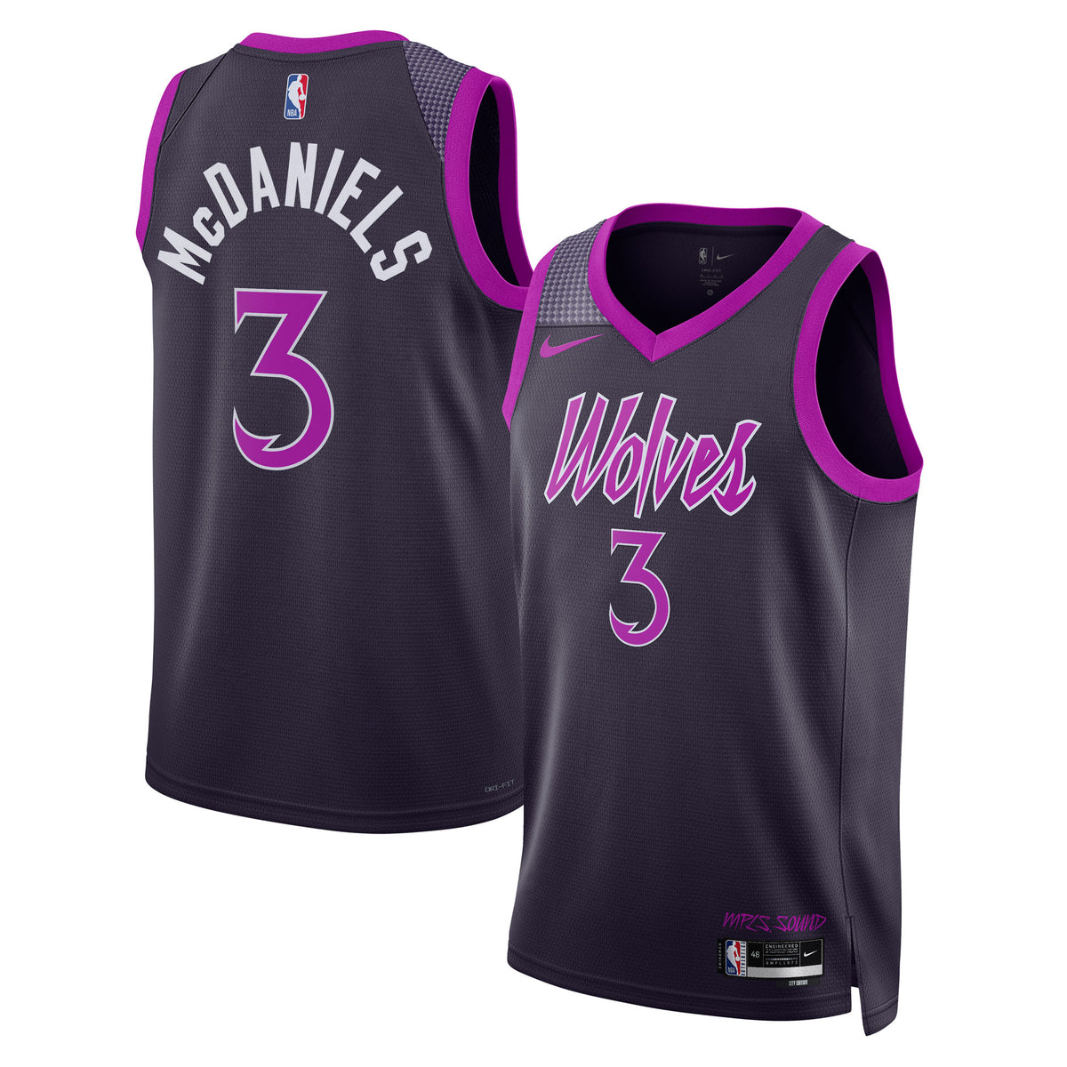 Jaden McDaniels Minnesota Timberwolves 2025/26 City Edition Swingman Basketball Jersey - Black - Unisex