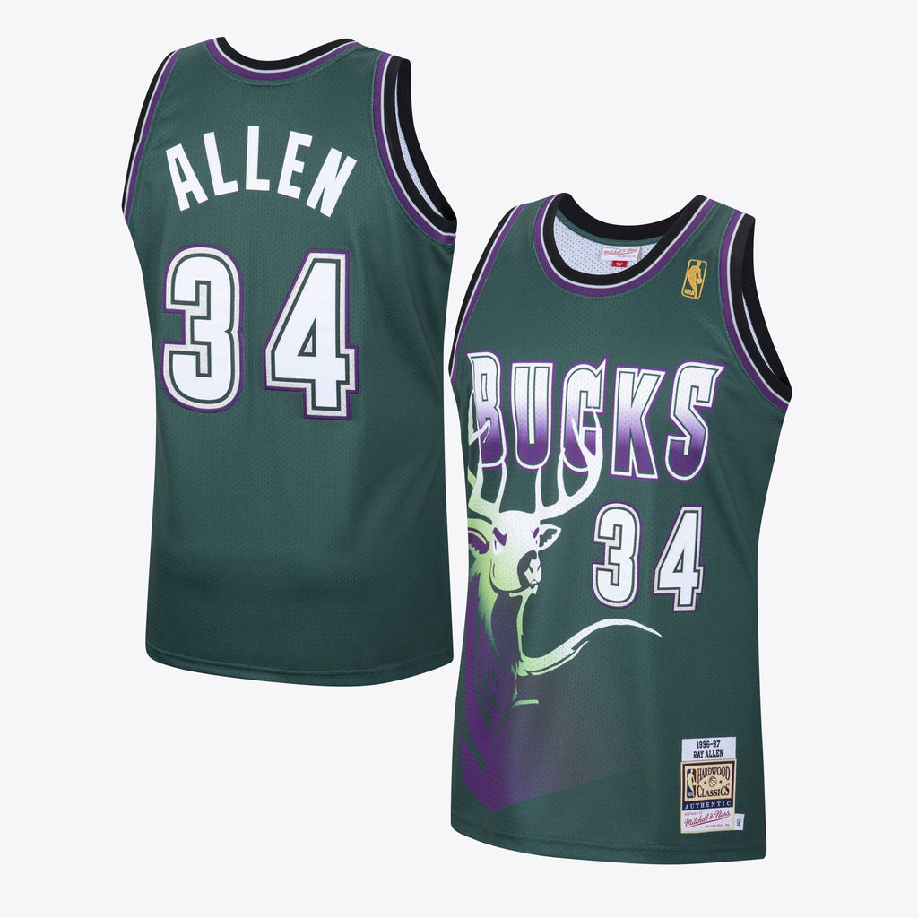 Ray Allen Milwaukee Bucks 1996 Hardwood Classics Alternate Swingman Basketball Jersey - Dark Green - Mens