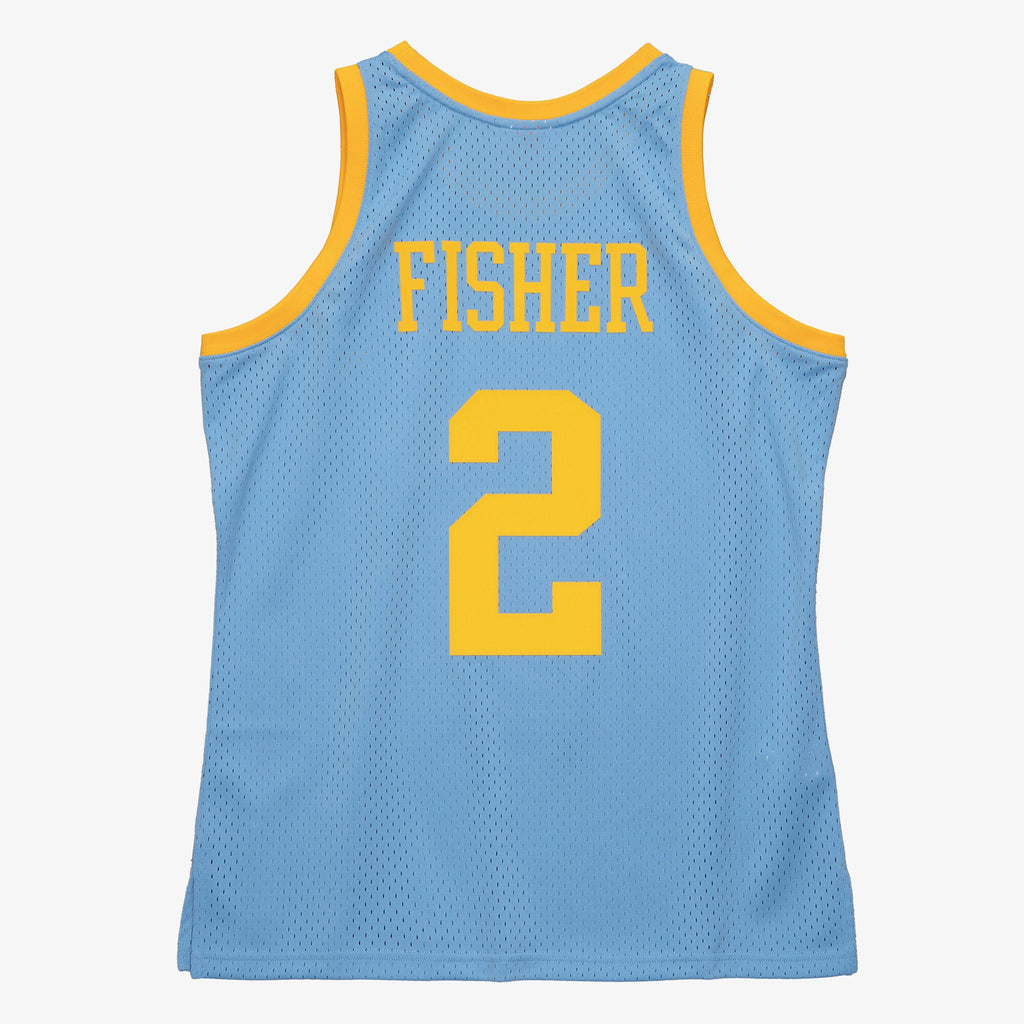 Derek Fisher Los Angeles Lakers 2001 Authentic Swingman Basketball Jersey - Columbia Blue