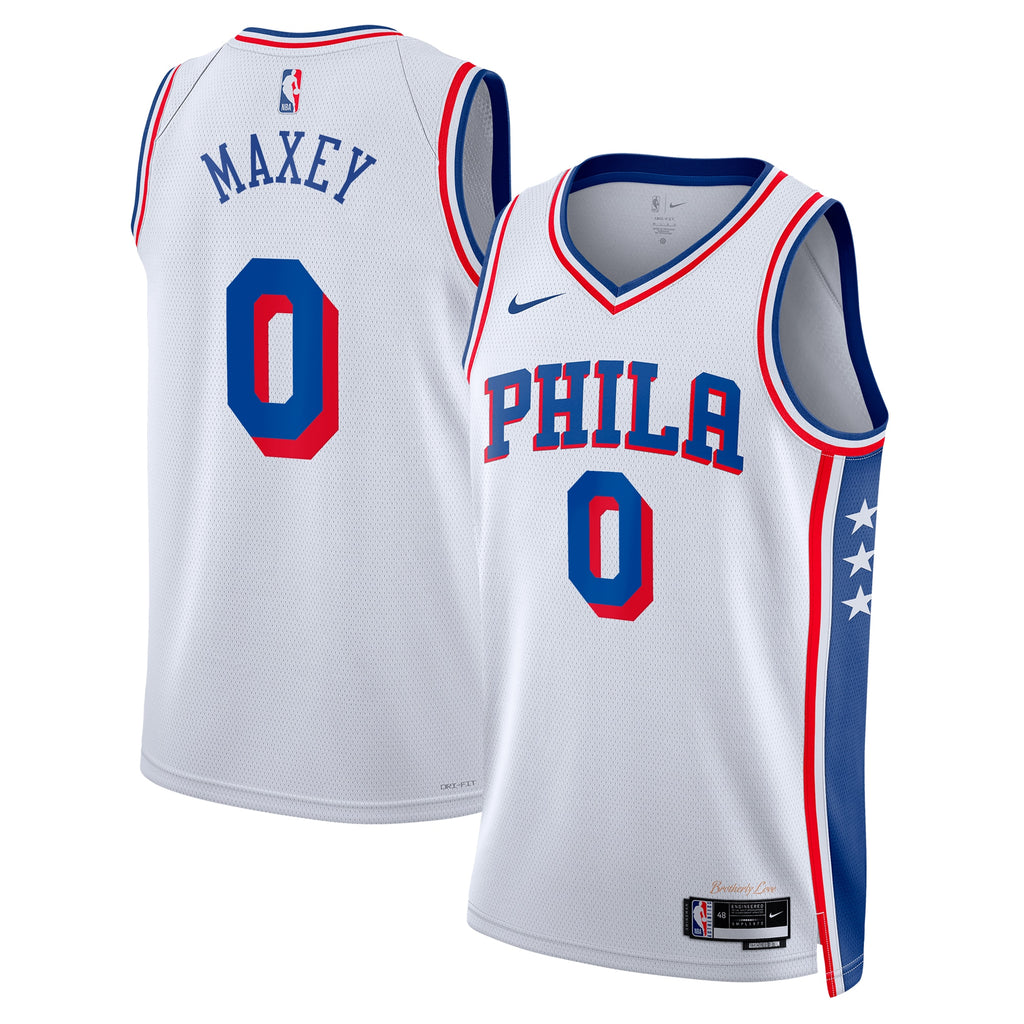 Tyrese Maxey Philadelphia 76ers Association Edition Swingman Basketball Jersey - White - Unisex