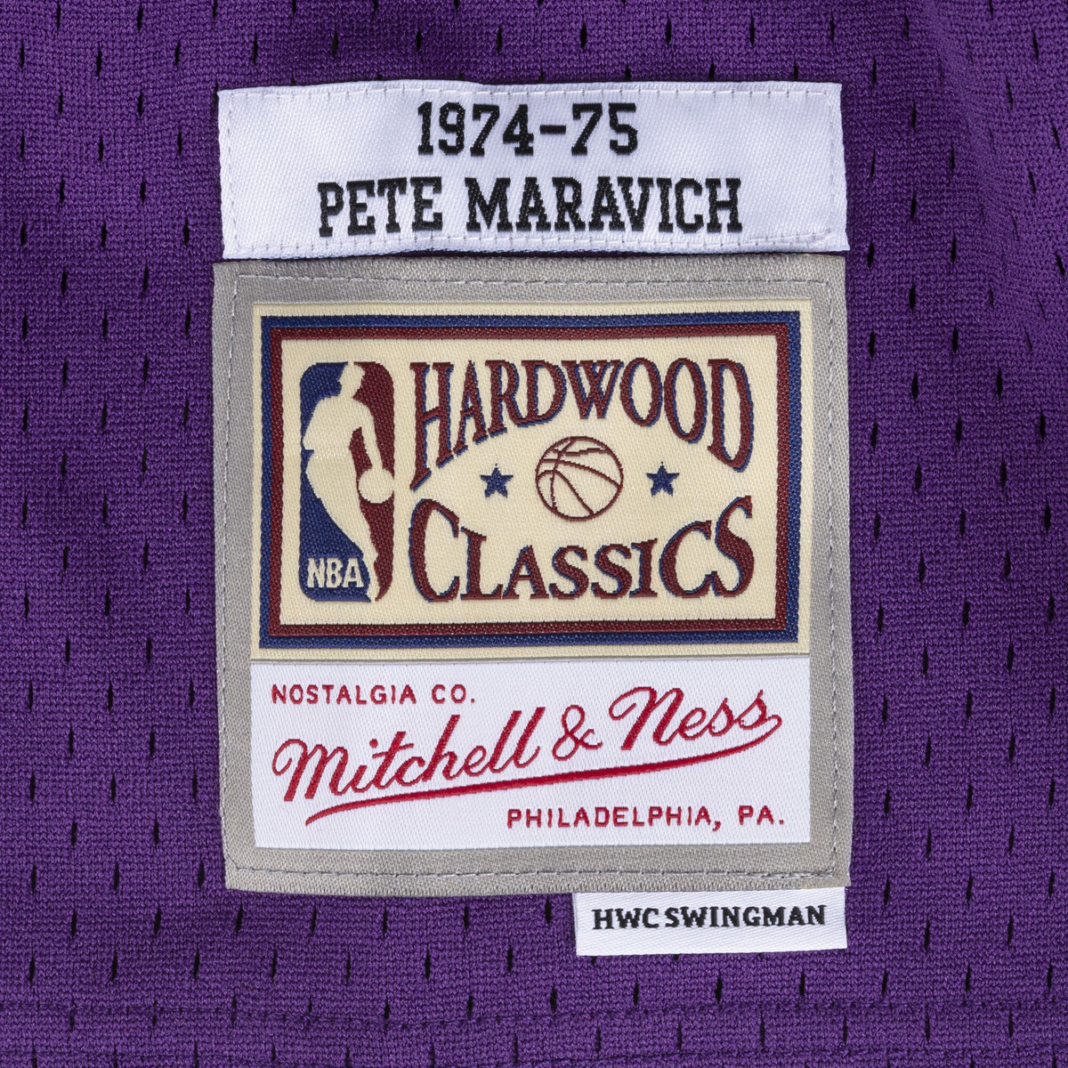 Pete Maravich New Orleans Jazz 1974 Authentic Swingman Road Basketball Jersey - Purple