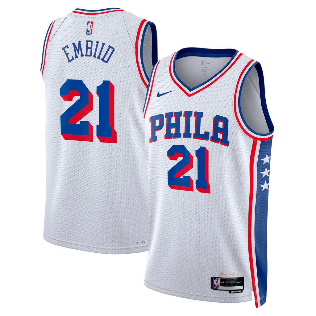 Joel Embiid Philadelphia 76ers Association Edition Swingman Basketball Jersey - White - Unisex