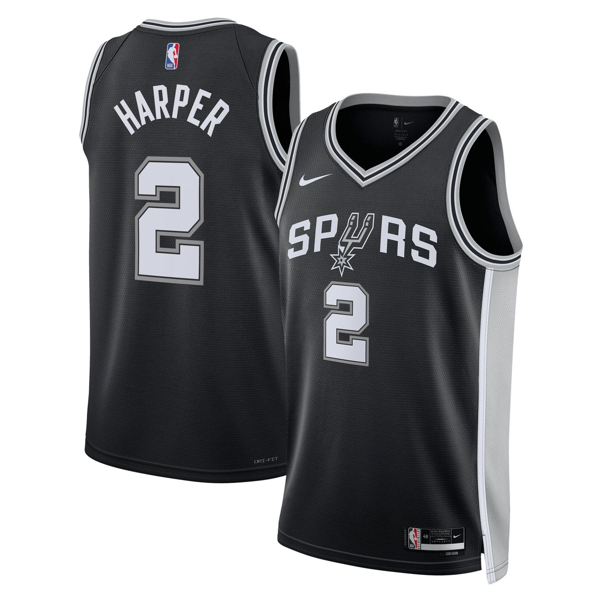 Dylan Harper San Antonio Spurs 2025 Icon Edition Swingman Basketball Jersey - Black - Unisex
